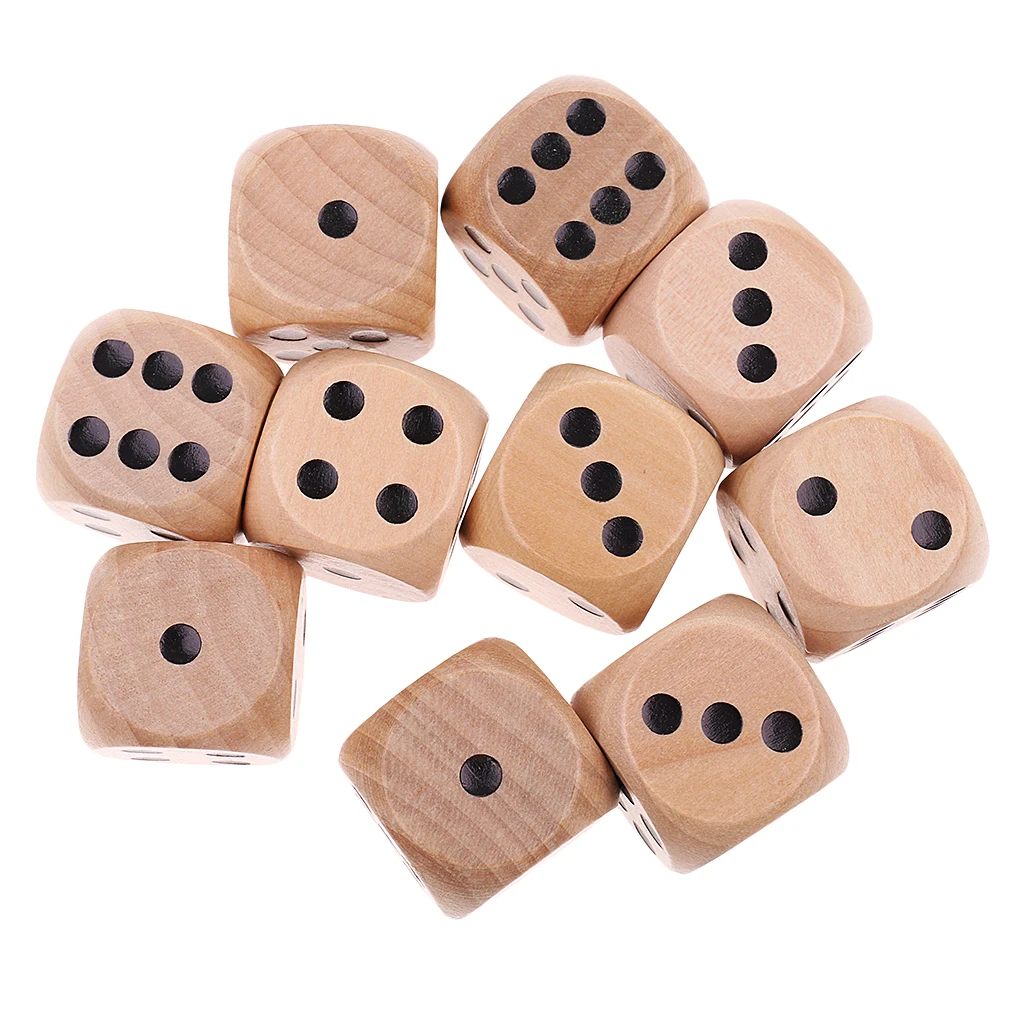 20Pcs D6 Six Sided 20mm Round Edge Wooden Dice for RPGs MTG TRPG Roleplaying Games