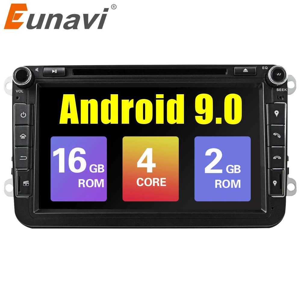 Eunavi 8015 2 Din Android 9 0 VW автомобильный dvd-плеер для Polo Jetta Tiguan passat b6 cc fabia Стерео gps 2G ram wifi
