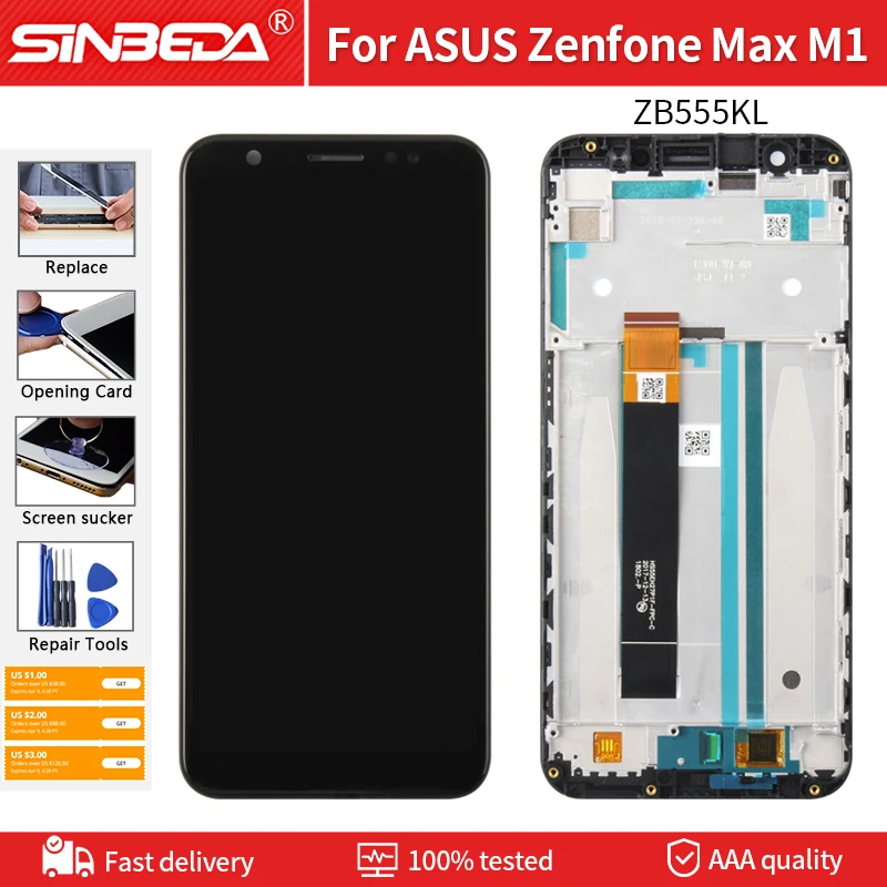

5.5" Original For Asus Zenfone Max M1 ZB555KL LCD Display Touch Screen Digitizer With Frame FreeTools For ASUS ZB555KL X00PD LCD