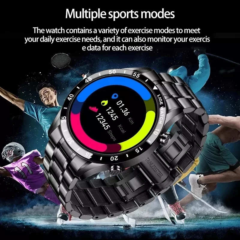 LIGE 2021 новый бизнес Смарт часы вызовов через Bluetooth, умные часы для мужчин и женщин, Водонепроницаемый Спорт Фитнес-браслет для IOS Android Honor 3