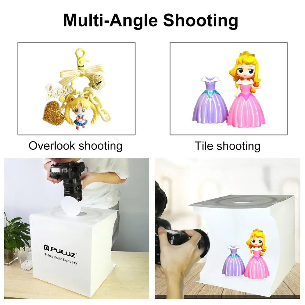 PULUZ 20/30cm lightbox Mini Foldable Photo Studio Box Photography LED Ring Lightbox Studio Shooting Tent  kit& 6 Color Backdrops