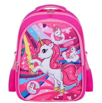 

New Children Schoolbag For Girls Cartoon Unicorn Princess Pink Backpack Large Capacity Primary School Schoolbag Kids Backpack