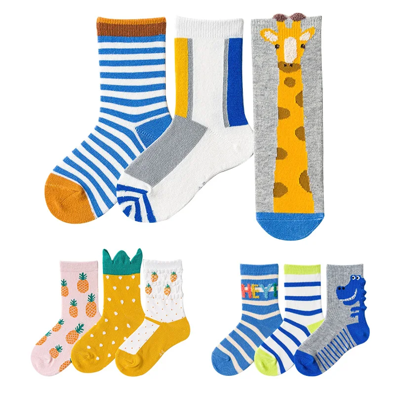 

3 Pair/set Soft Cartoon Children Baby Socks Creative Pineapple Giraffe Pattern Baby Girls Boy Sock Cotton Kids Socks Baby Sokken