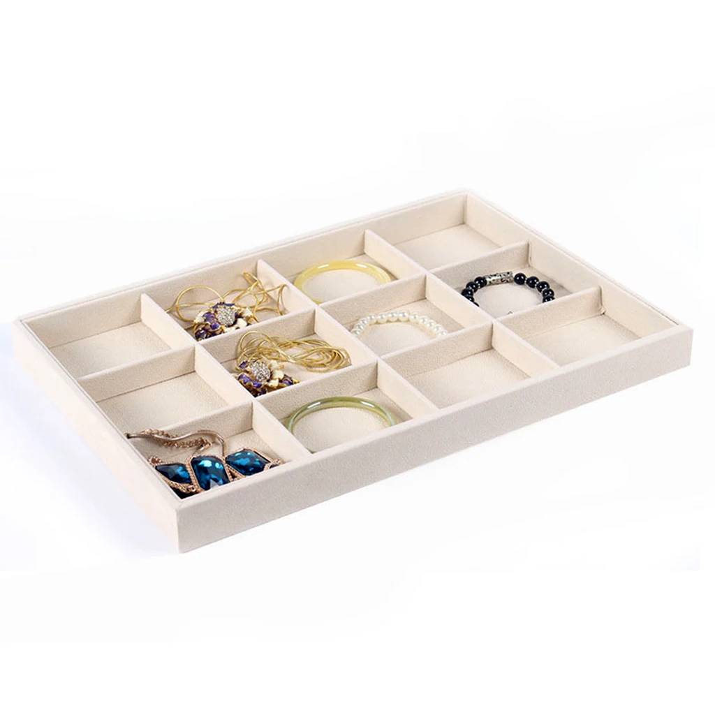 2 Pieces 12/30 Grids Ring Earrings Necklace Jewelry Display Organizer Box Tray
