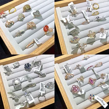 

36 Pcs/lot luxury fashion women zircon wedding ring lot wholesale top quality jewelry wholesale ring set 200728-109