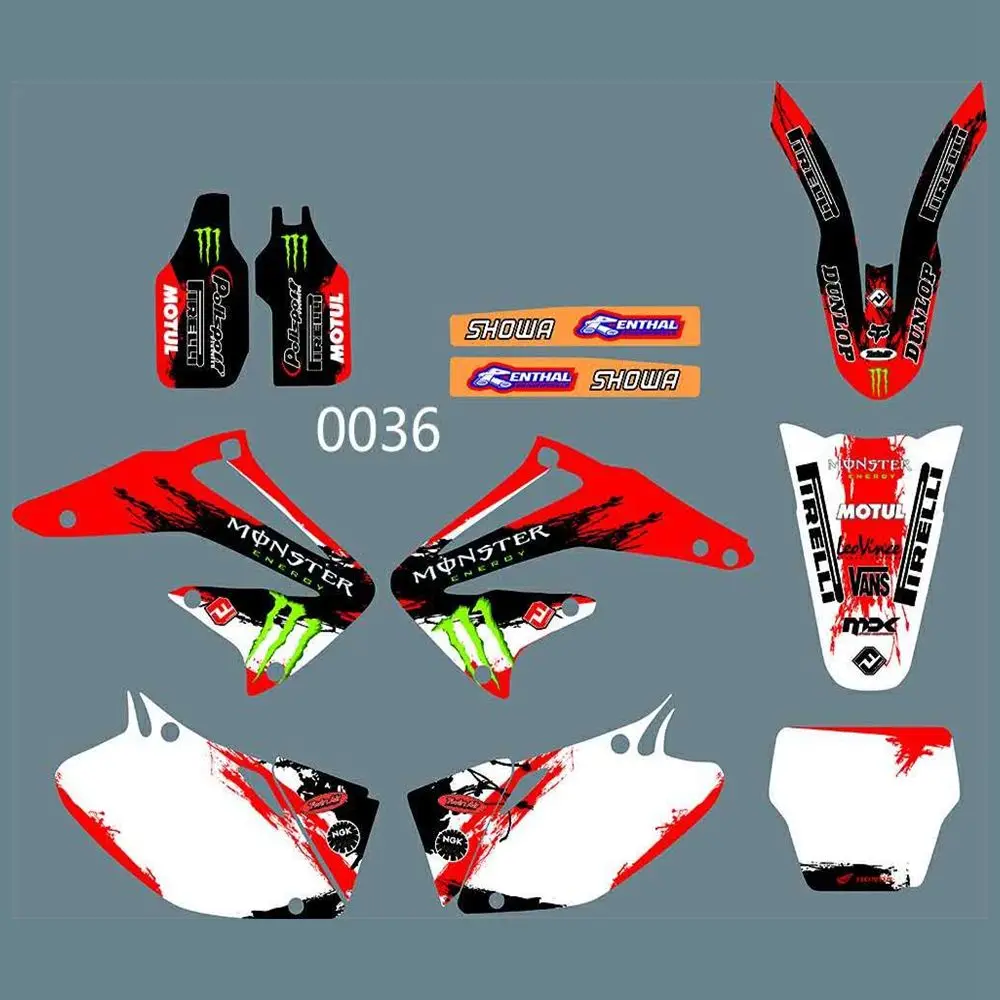 

New Full Graphics Decals Stickers Custom Number Name Glossy Bright Stickers Waterproof for HONDA CRF450 2002 2003 2004