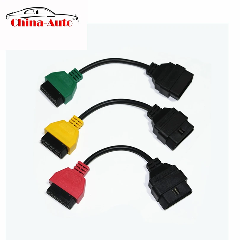 3pcs/set For Fi-a-t Ecu Scan diagnostic Adaptor Connector 16pin OBD2 Cable for F-iat Three Colors diagnostic cables
