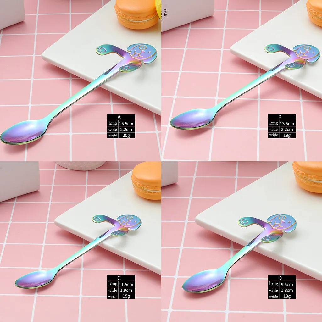 1Pcs Stainless Steel Cartoon Puppy Spoon Creative Coffee Ice Cream Candy Teaspoon Kitchen Supplies Tableware Multicolor | Дом и сад