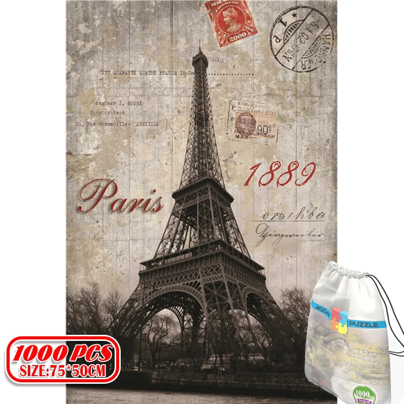 

1000Pcs Eiffel Tower 1889 3D Jigsaw Puzzles Adults Game Toys for Toys Boring Game Building Assembling Educational Toys