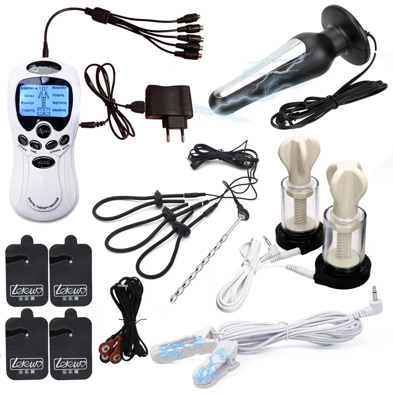 Electro Shock Anal Vaginal Plug Electric Stimulator Penis Ring Urethral Plug SM Nipple Sucker Clamps Massage Pad Medical Sex Toy electro sex toys,electric sex toys,penis rings