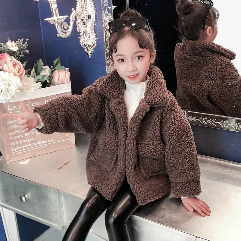 

Girls Autumn Clothing Lambs Wool Coat 2019 New Style Korean-style Western Style Baby Thick Big Boy Autumn And Winter Fashion Cot
