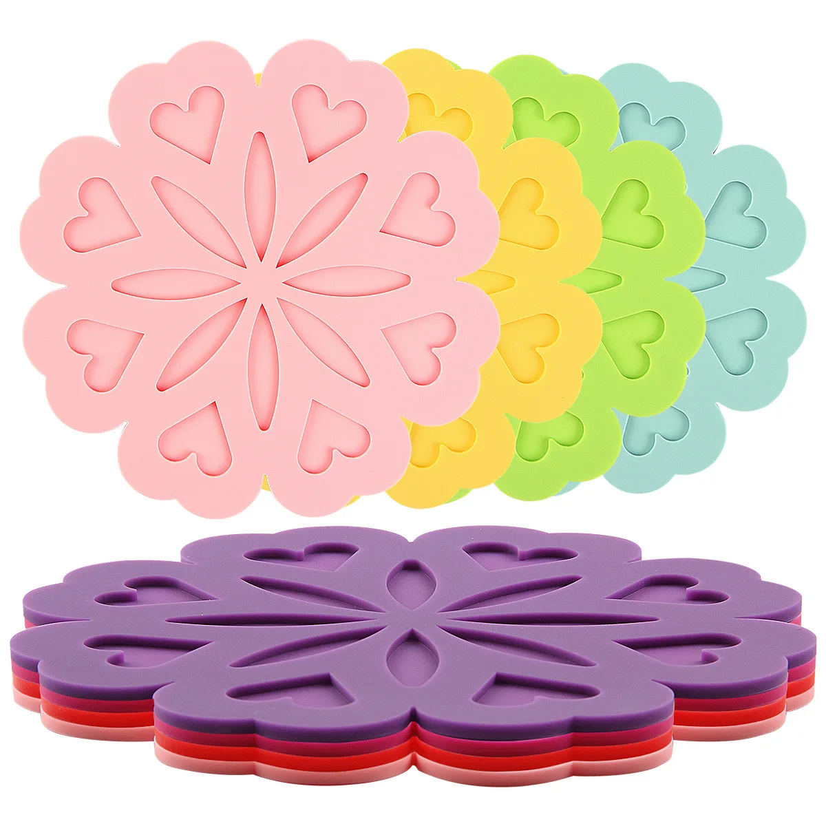 

Creative Platinum Silicone Peach Flower Insulation Pad Mat Bowls Mat Coasters hua pen dian Western Pad Pot Holders Table Mat