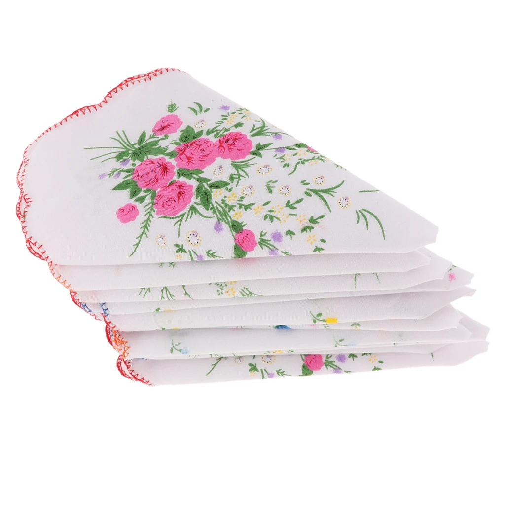 10pcs Womens Vintage Floral Cotton Handkerchiefs Wedding Party Bulk Pack