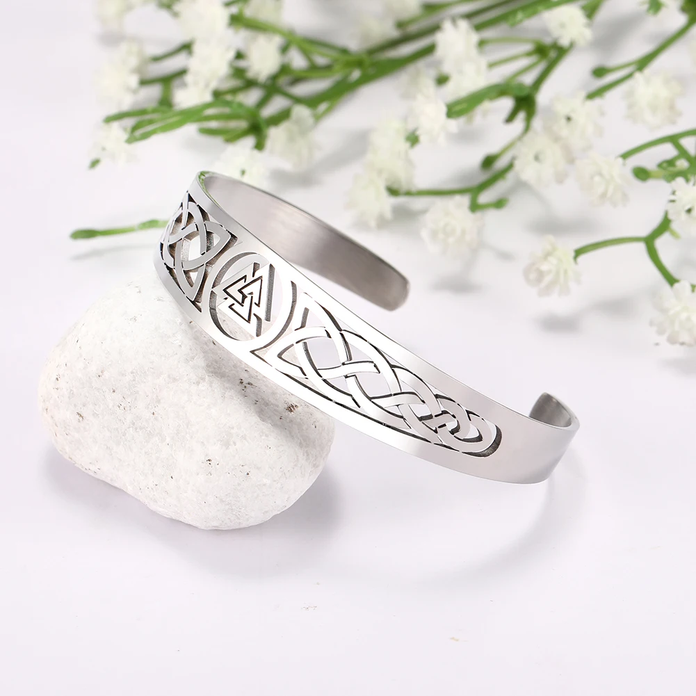 Lemegeton Viking браслеты-манжеты Ирландский Узел кельтский узел браслет для мужчин и женщин амулет ювелирные изделия-талисманы браслет из нержавеющей стали