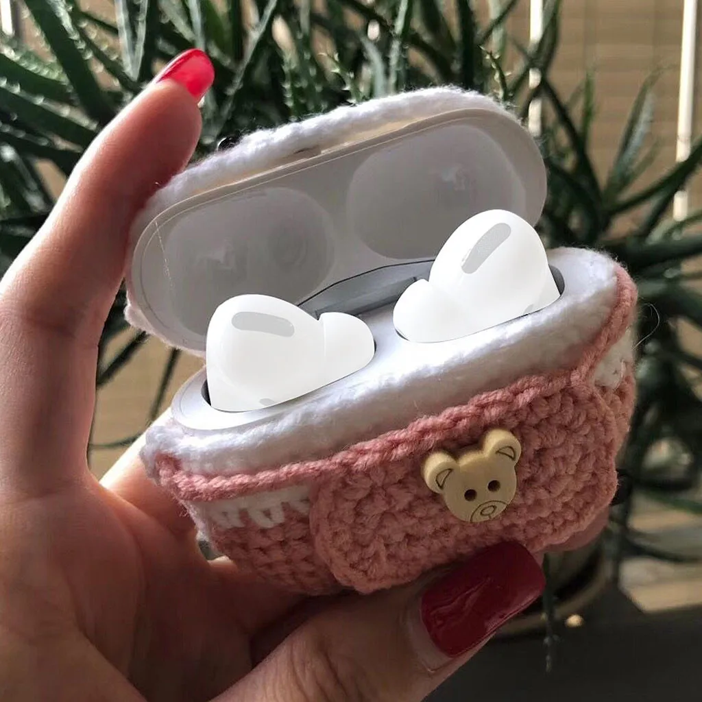 For AirPods Pro 2019 Case Knitted Lovely plush Anti-lost Protective Skin Cover For Air-Pods 3 Airpods Accessories 2019 1104#C