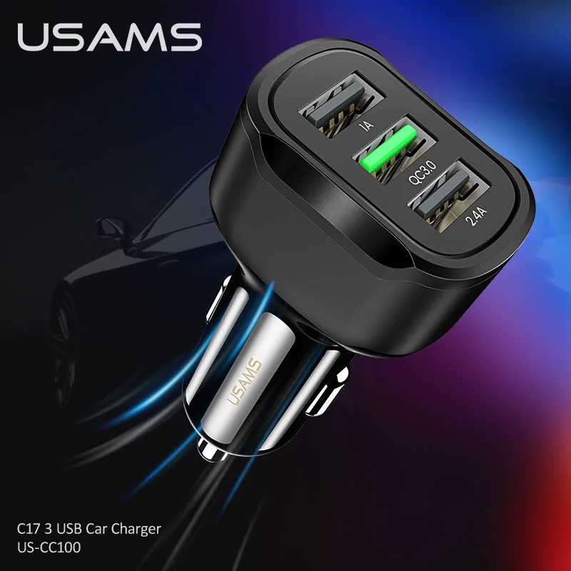 USAMS Max 6A Quick Charge 3.0 Car Phone Charger For iPhone 12 11 X Xiaomi 10 Huawei P40 P30 QC Fast Charging | Мобильные телефоны и