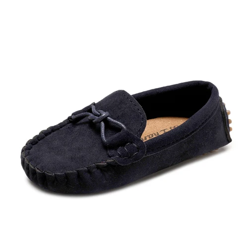 Dark Blue Обувь для малышей; коллекция года; сезон весна-осень; детская повседневная обувь из мягкой замши; Лоферы для мальчиков; мокасины для девочек; 21-35 - Цвет: Dark Blue