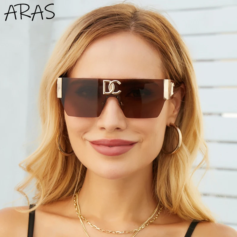 Rimless One Piece Square Sunglasses Women Frameless Flat Top Sun Glasses Men Luxury Brand Designer Silver Mirror Shades Eyewear