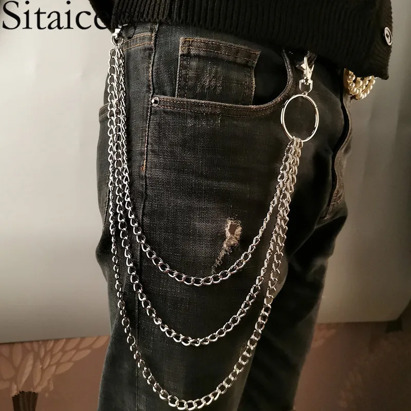 Rock punk keychain pants chain set Hip Hop Waist hang Metal wallet Chain 