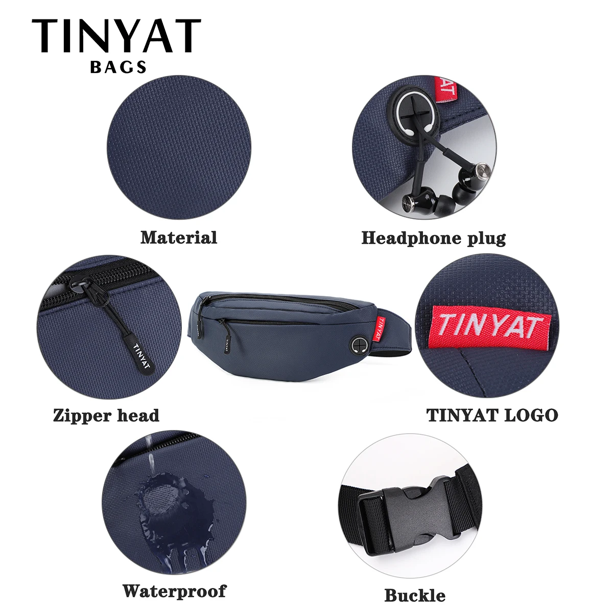 Фото Поясная Сумка TINYAT для женщин, из искусственной кожи, холщовая, для путешествий №3