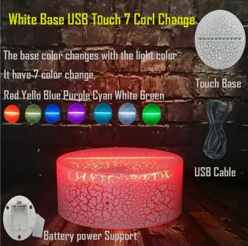 White Base 7 Color Новое поступление Звездная война 3D светодиодный светильник ночник многоцветная лампочка Рождественский декоративный подарок мультфильм RC игрушки Luminaria LAVA - Испускаемый цвет: White Base 7 Color