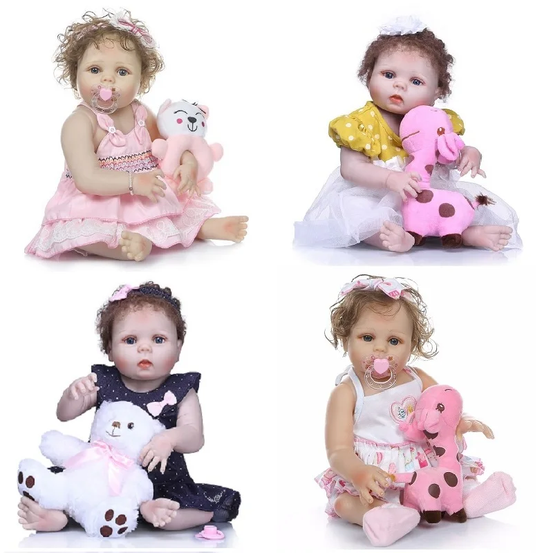 

Big Size Full Body Silicone Reborn Baby Girl Dolls Waterproof Curly Hair Bebe Reborn Soft Touch Toddler Bath Toys for Children