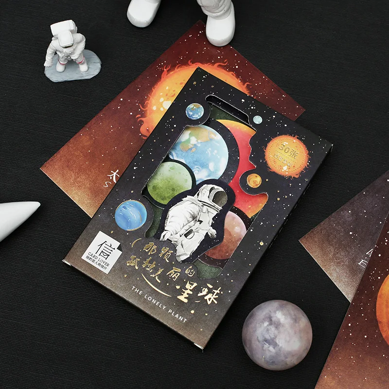 30 Pcs/Set Lonely and Beautiful Planet Postcard Bronzing Series Greeting Cards DIY Journal Decoration Stationery