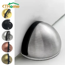 Soportes de Tope de puerta de acero inoxidable, soporte de puerta sin perforaciones montado en el suelo, de goma gruesa de Metal, Hardware de topes de puerta