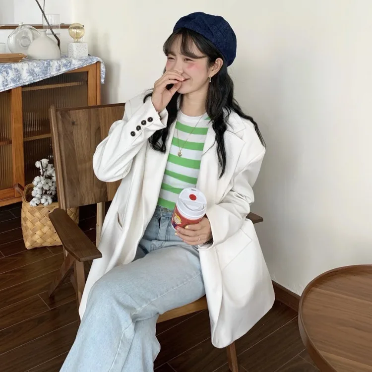 

[Rui According to the Vatican] Photo Shoot Autumn New Style Solid Color Simple Versatile Loose-Fit Casual Long Sleeve Suit Coat