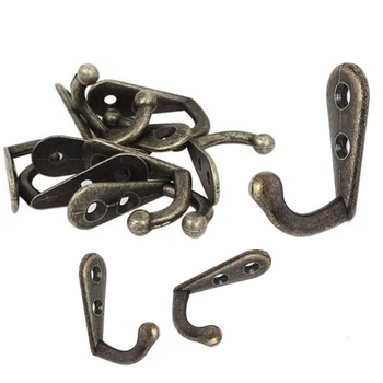 

10 PCS Single Prong Hook Classical Mini Size Wall Mounted Retro Cloth Hanger For Coats Hats Towels Keys Home Save Room Organizer