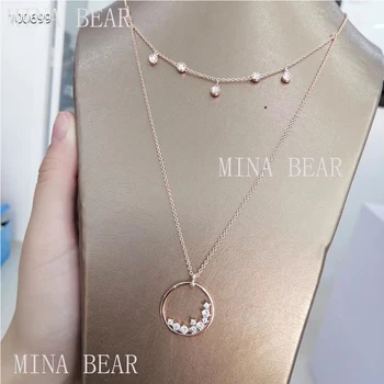 

Fashion SWA New NORTH Necklace Rose Gold Popular Gradation Transparent Round Pattern Crystal Female Luxury Jewelry Romantic Gift