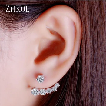 

ZAKOL Fashion Shiny AAA Cubic Zirconia Earrings Female Women Wedding Party Korean Stud Earrings Jewelry FSEP2686