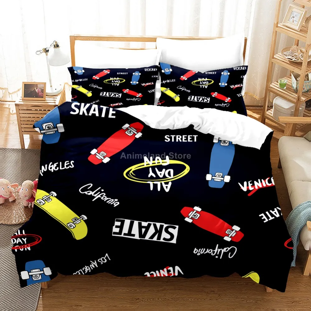 Skateboard Sports Fashion 3d Bedding Set Printing Kids Adult Gift Luxury Duvet Cover Comforter Bed Linens Queen King Full Size | Дом и сад