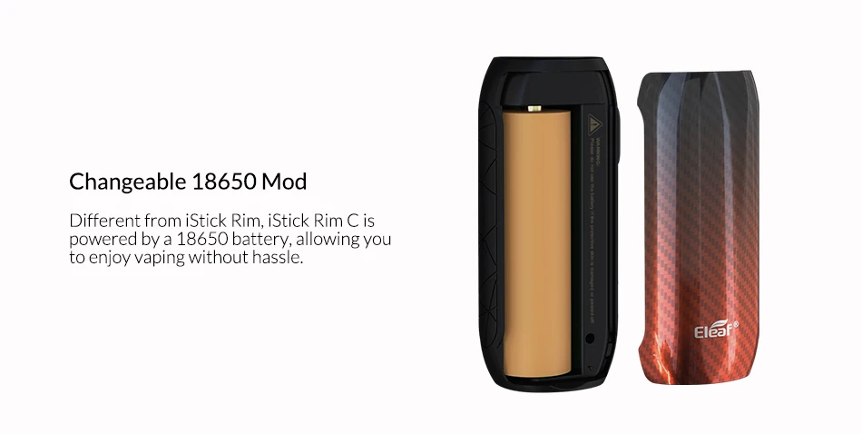 Eleaf iStick Rim C Mod 80 Вт TC box mod подходит для одной 18650 батареи электронная сигарета VW/Bypass Box MOD