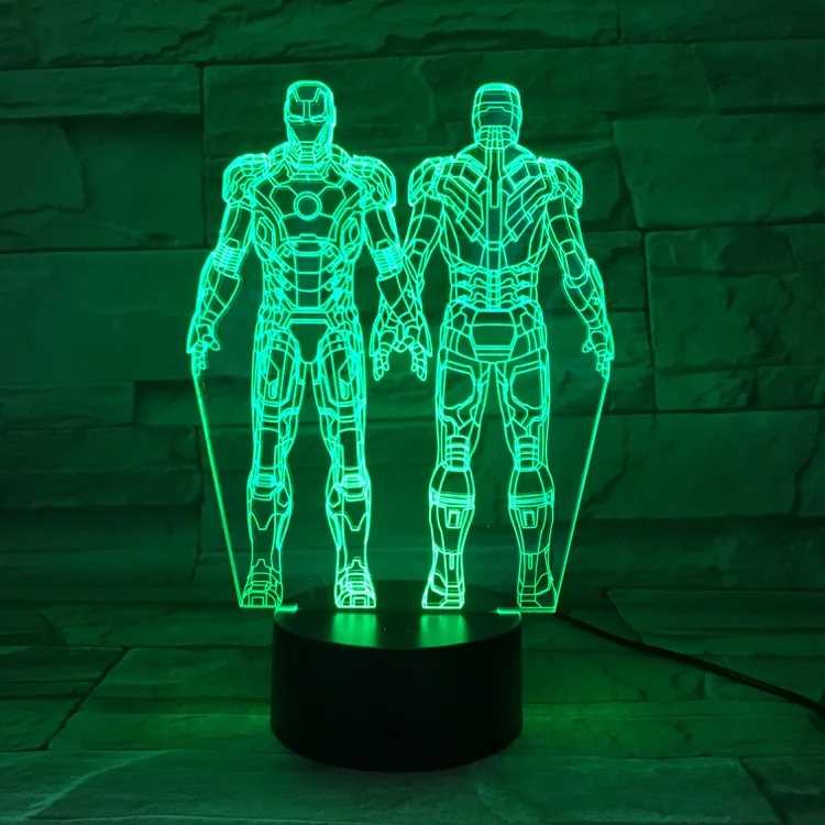 

America Marvel Movie Iron Man 3D Lamp Multi-color with Remote Gift for Kids 3D Optical Led Night Light Lamp Visual Light Effect