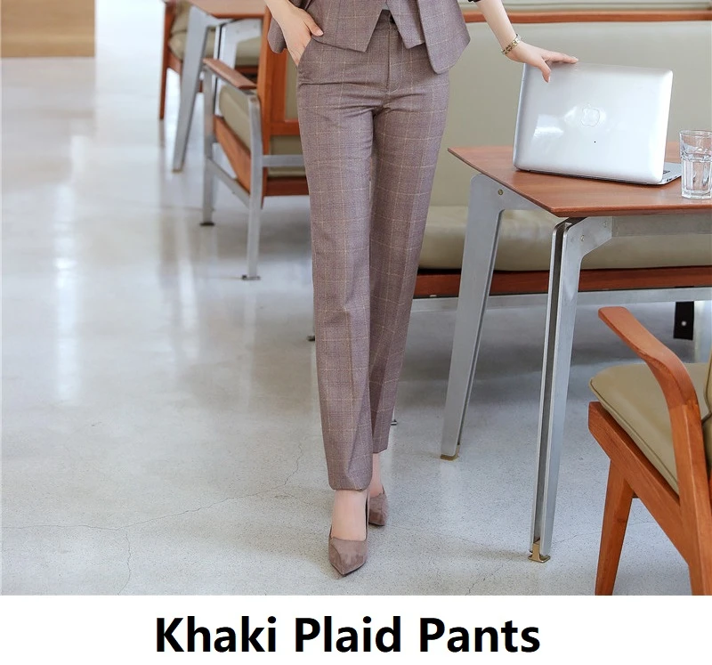 Khaki Pants Высокое качество ткань весна осень для женщин Формальные Деловые костюмы OL стили Профессиональный брючный костюм дамы Офис Рабочая одежда блейзеры - Цвет: Khaki Pants