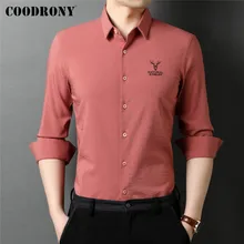 Coodrony vestido social de alta qualidade, camisa casual slim fit de manga longa masculina c6120 para negócios, primavera e outono