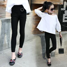 Цельнокроеные штаны для девочек, облегающие детские леггинсы, демисезонные повседневные штаны для крупных детей 4-10-15 лет