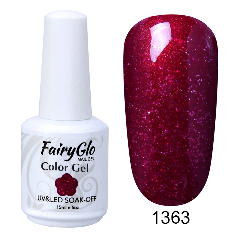 FairyGlo 15 мл чистый цвет УФ-Гель-лак замачиваемый Гель-лак для ногтей Vernis Полупостоянный художественный Гель-лак для ногтей маникюрный лак - Цвет: 1363