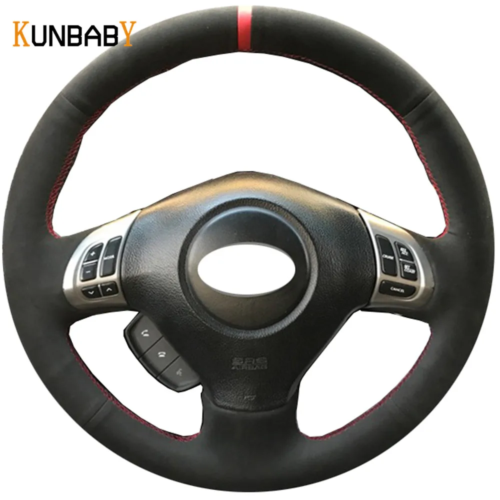 KUNBABY черный замшевый чехол рулевого колеса автомобиля DIY для Subaru Forester 2008-2012 Impreza