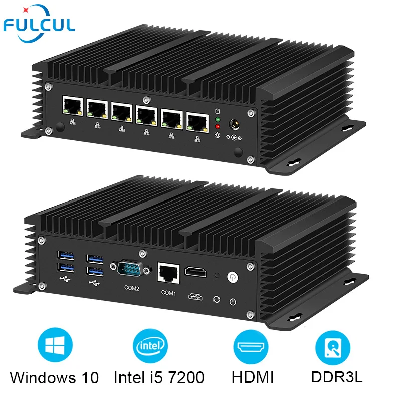 Профессиональный промышленный мини компьютер без кулера NUC PC Intel i5 7200U Linux Windows 10