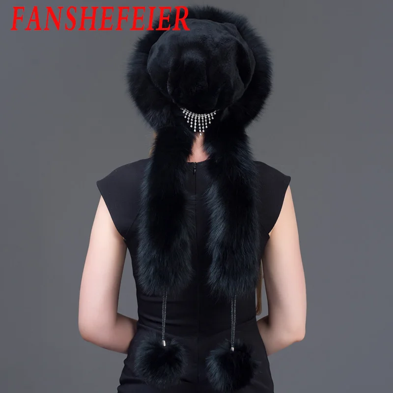 JERYAFUR Warme Frauen зимняя шапка Echte Fuchs Pelz Лоскутная шапка-бомбер