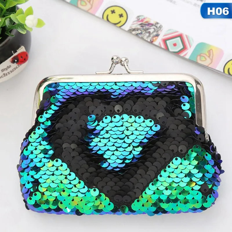 H06 1 шт. мини-кошелек с блестками и буквами, кошелек с квадратной пряжкой, Женский кошелек монета с изображением женщины, маленький кошелек, сумочка, Прямая поставка, новое поступление - Цвет: H06