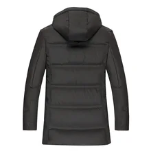 Зимние мужские пуховики, высокое качество, тонкая шапка, съемный белый утиный пух, теплое длинное пальто, Брендовое модное плотное пальто, M-3XL