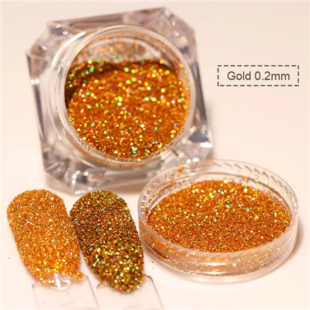 gold 0.2mm 1 коробка для ногтей Блестящий наконечник белый серебряный порошок 1 мм и 2 мм и 3 мм смешанный Маникюр для красоты ногтей художественное украшение - Цвет: gold 0.2mm