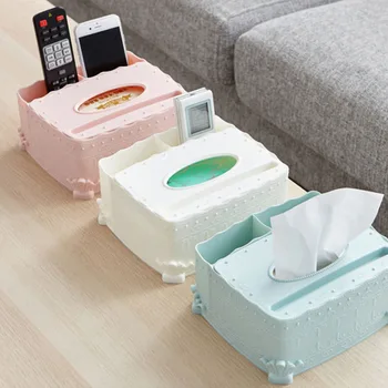 

PP Tissue Box Universal TV Remote Phone Holder Luxury European Paper Rack Office Table Accessories Facial Case Holder Container