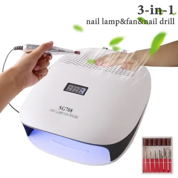 

UV Gel Nail Polish Lamp Manicure Machine Double Fan Manicure Vacuum Cleaner Nail Tools Light Pen Remover 3- In-1 Supplies White
