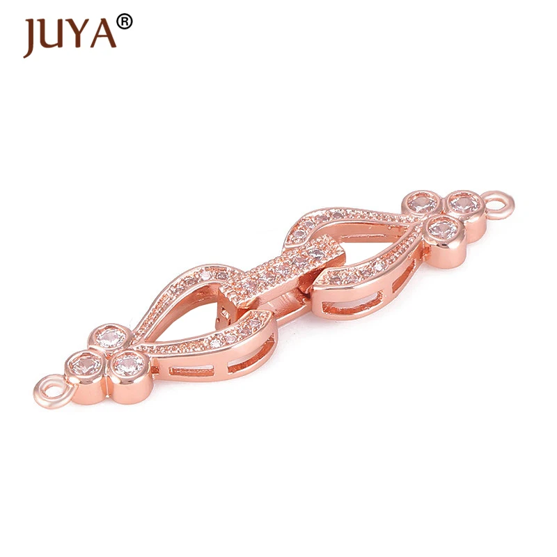 rose gold Роскошные медные инкрустированные циркониевые Стразы Симпатичные крючки застежки для браслетов бусины для ожерелья ювелирных изделий зажимные приспособления - Цвет: rose gold