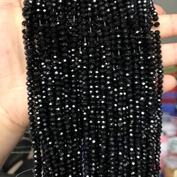 Elegant Faceted Black Crystal Glass Beads for DIY Jewelry and Crafting - Round Rondelle Shape, Various Sizes for Bracelets and Necklaces, Wholesale (Black)