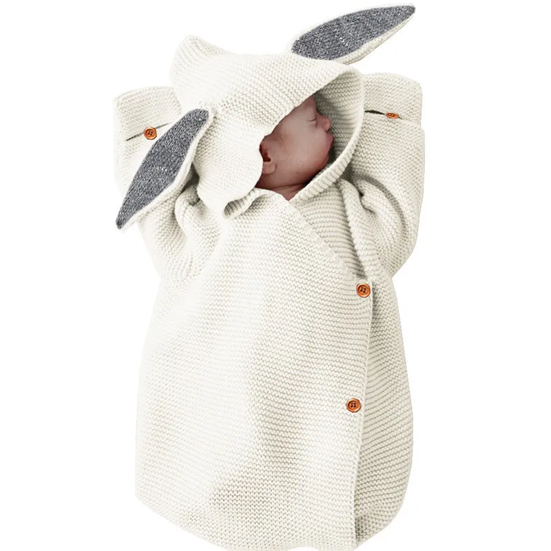 LILIGIRL спальные мешки для новорожденных с кроликом, Осенние Зимние теплые детские вязаные детские коляски, одежда для сна для маленьких девочек